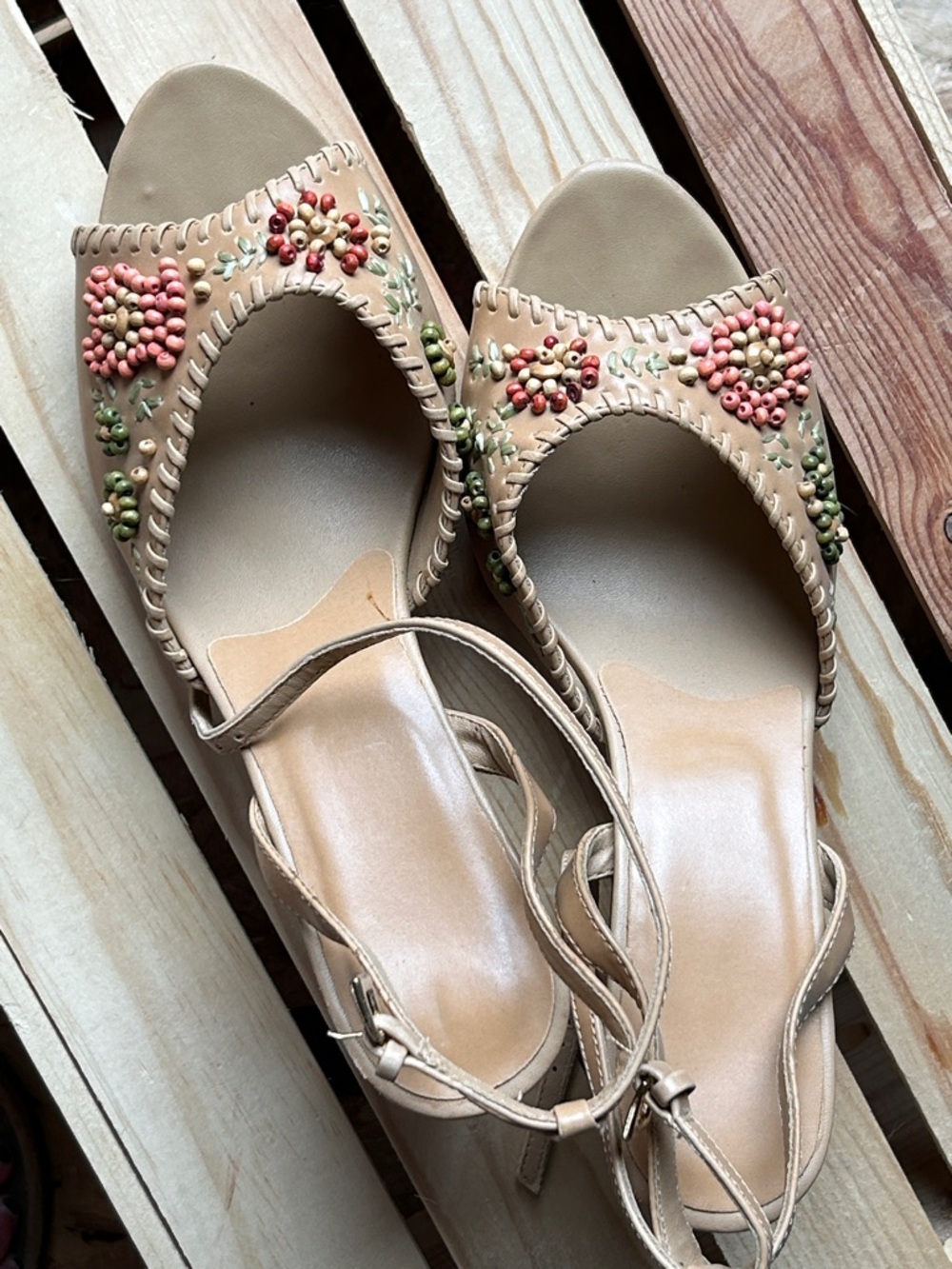 Beaded Embellished Tan Women’s Sandals